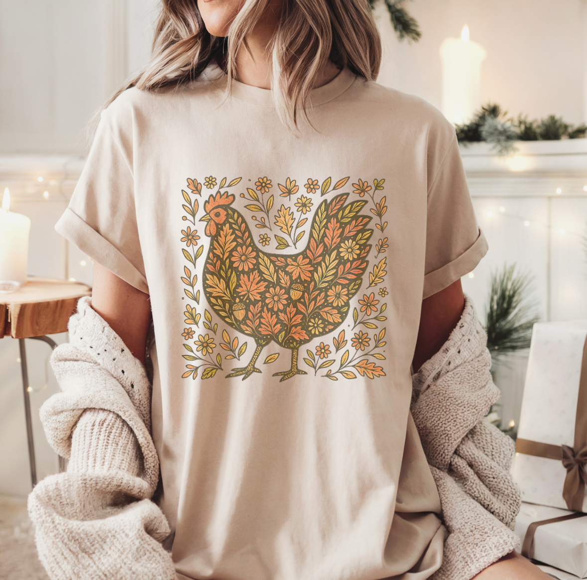 FLORAL CHICKEN TSHIRT