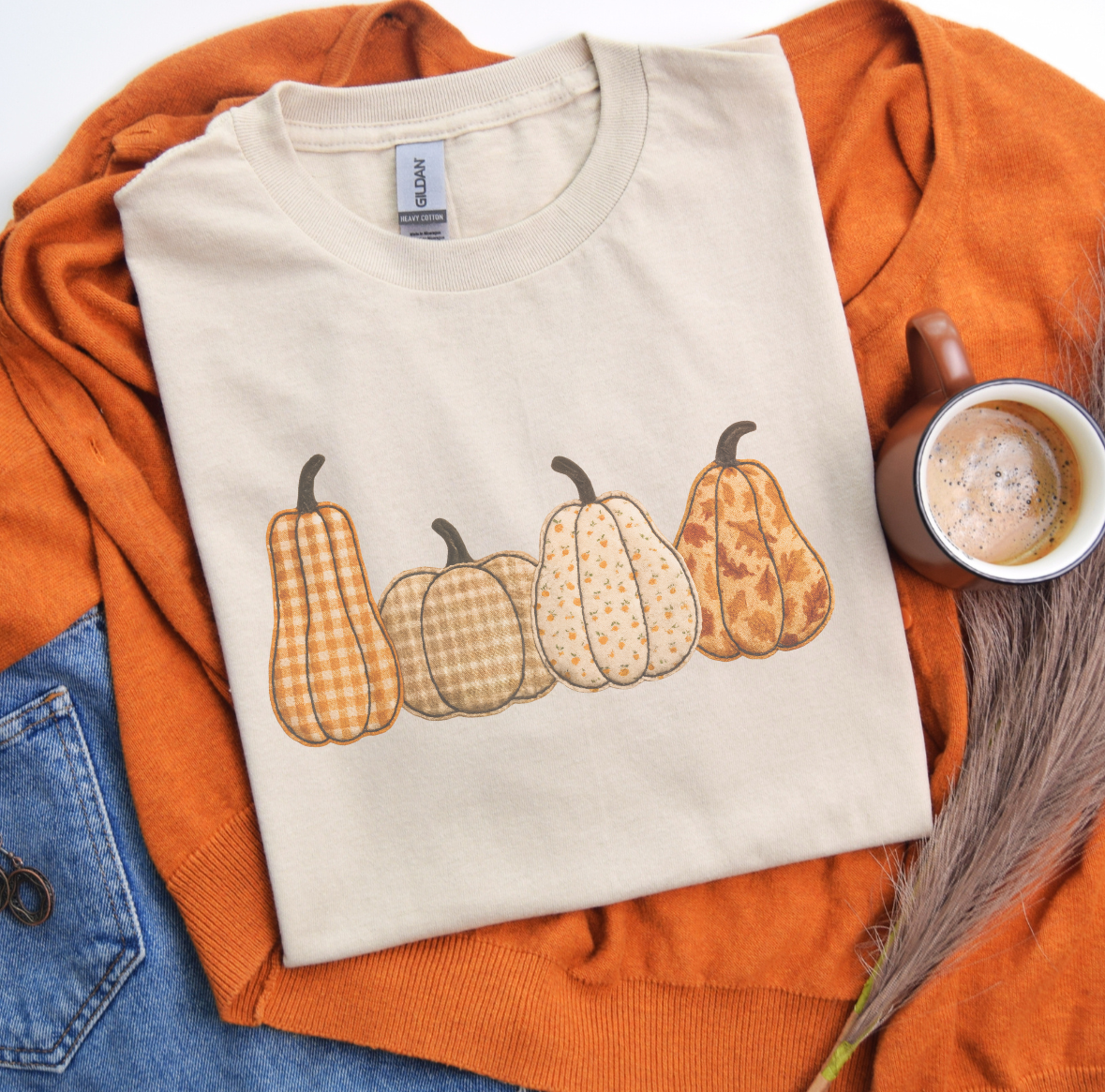 FAUX GHOSTS OR PUMPKINS PATCHWORK TSHIRT