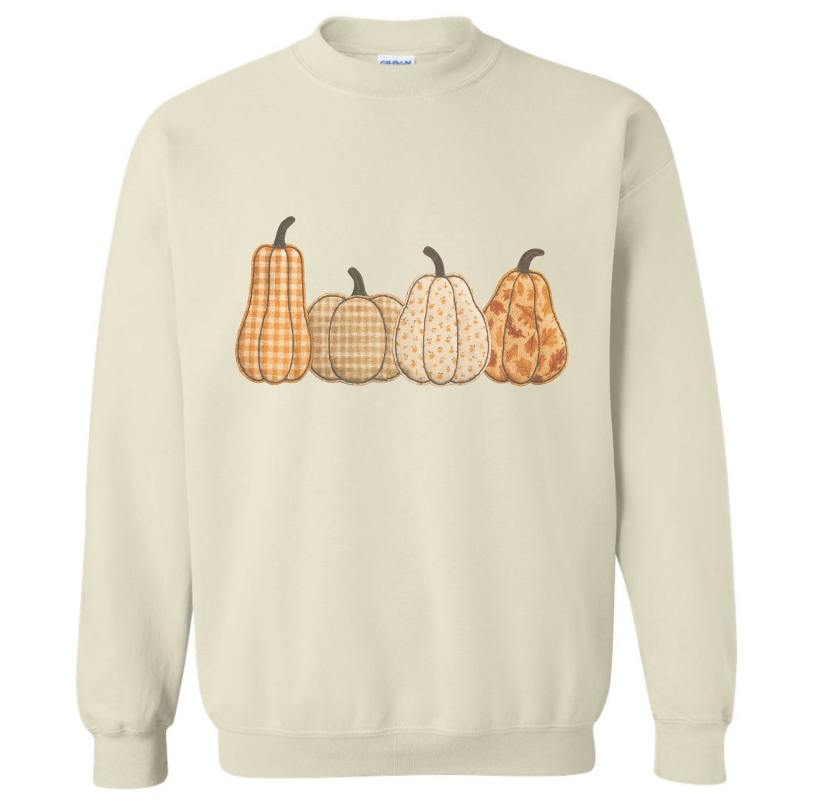 FAUX GHOSTS OR PUMPKINS PATCHWORK SWEATSHIRT