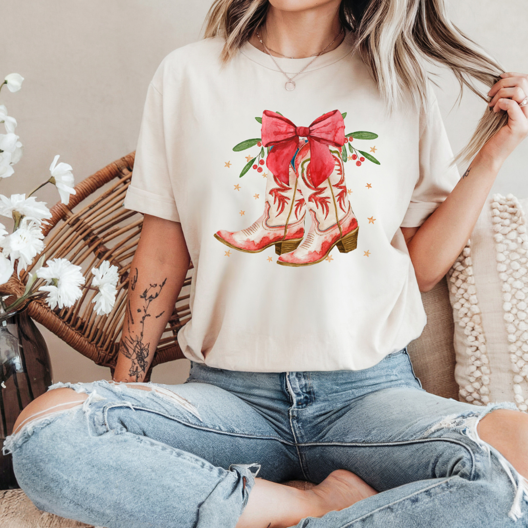 CHRISTMAS COQUETTE BOOTS TSHIRT