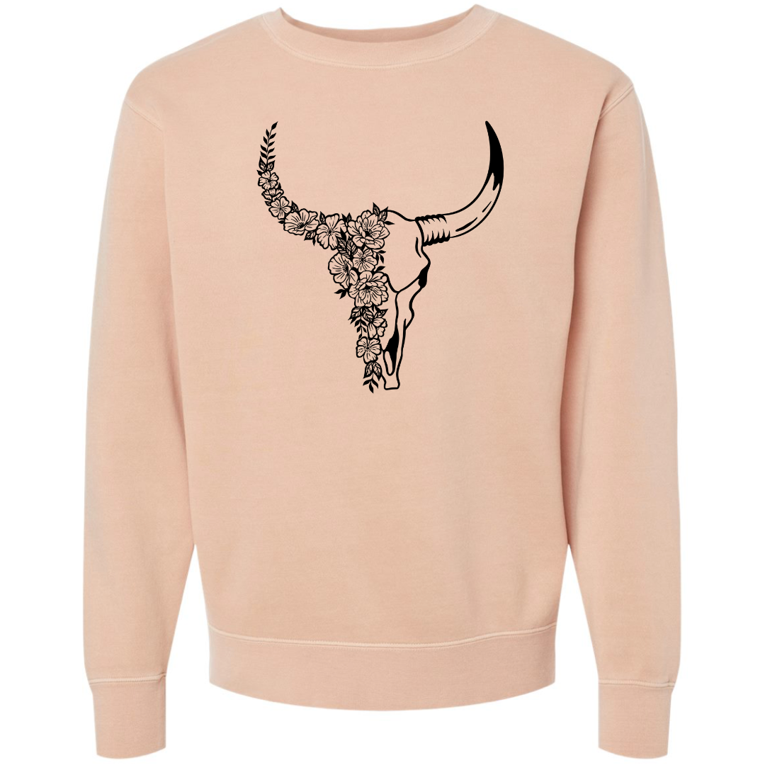 FLORAL BULL SKULL SWEATSHIRT