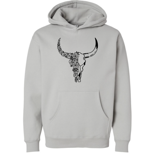 FLORAL BULL SKULL HOODIE