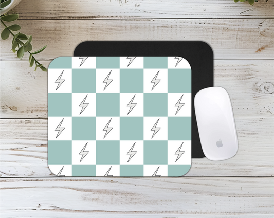 CHECKERED LIGHTENING BOLT MOUSE PAD