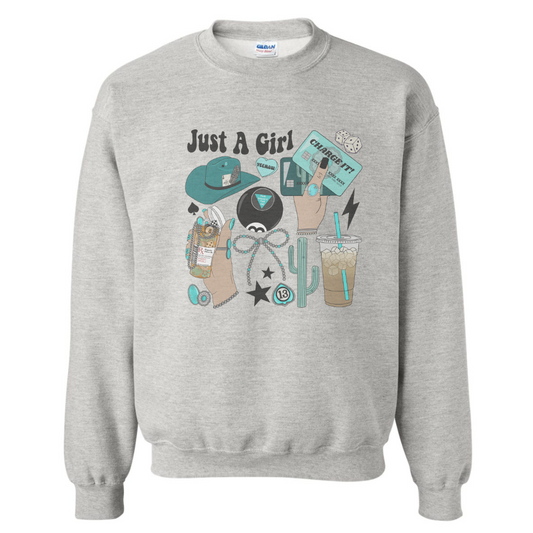 JUST A GIRL SWEATSHIRT (READ DESCRIPTION)