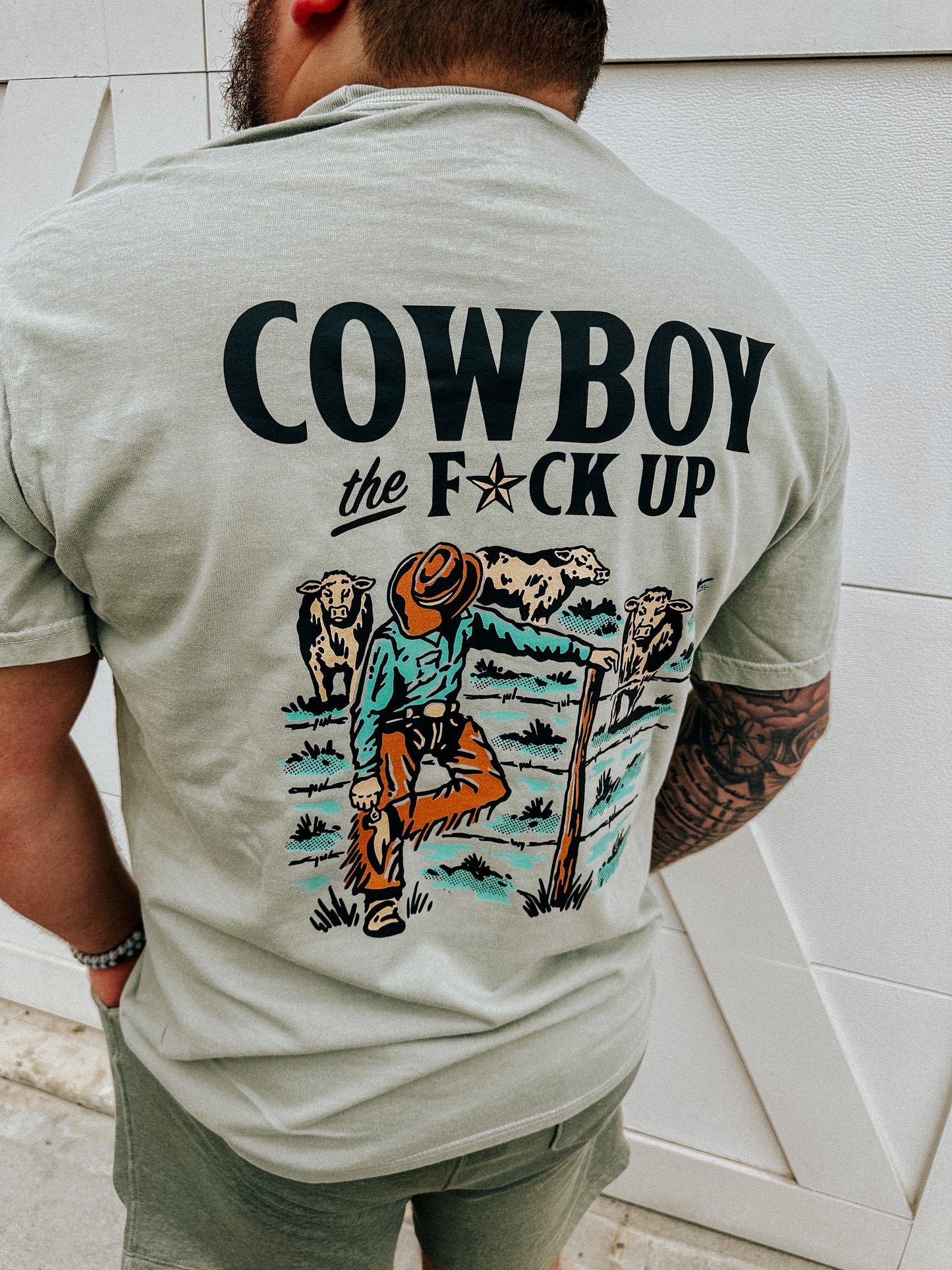 COWBOY UP POCKET TEE