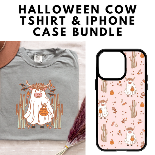 HALLOWEEN COW TSHIRT & IPHONE CASE BUNDLE