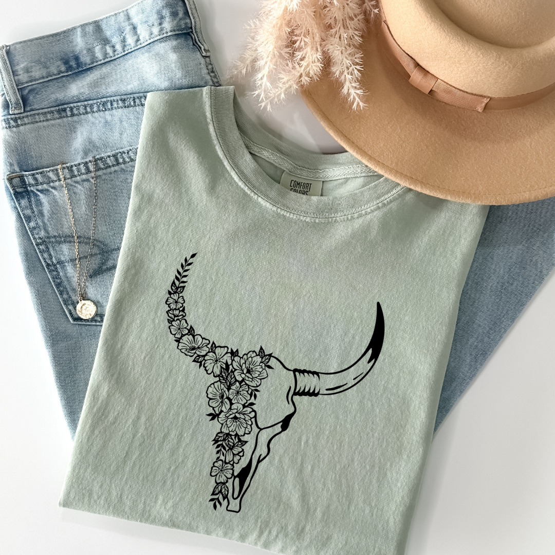 FLORAL BULL SKULL TSHIRT