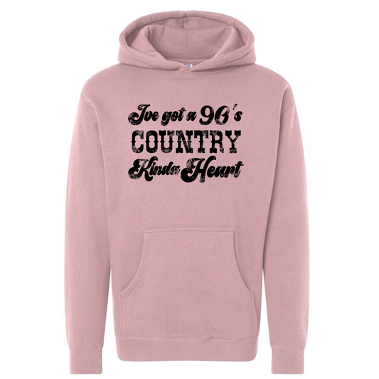 (BLACK) 90'S COUNTRY KINDA HEART HOODIE