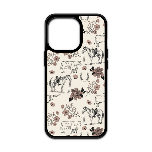 FLORAL HORSE IPHONE CASE